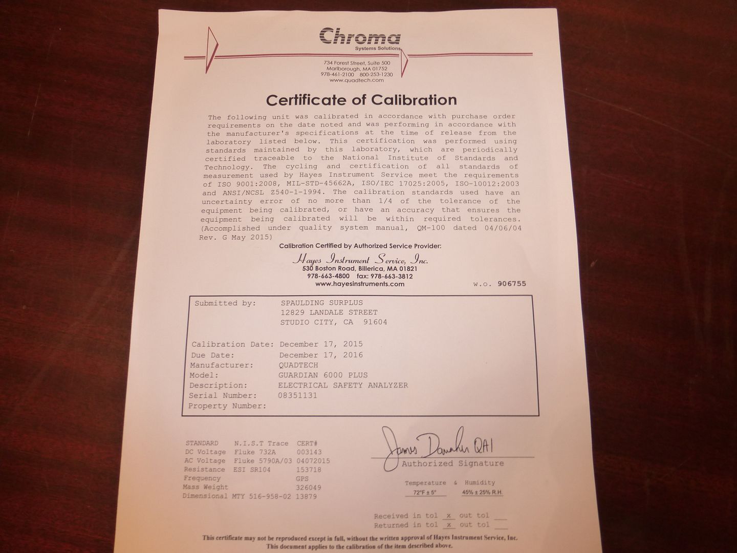 Chroma / Quadtech Guardian 6000 Plus Electrical Safety Analyzer